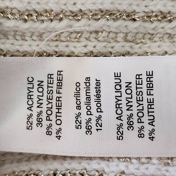 Chico's stretch knit tunic sweater gold cream stripe bell sleeve Size 3 XL - Picture 7 of 10